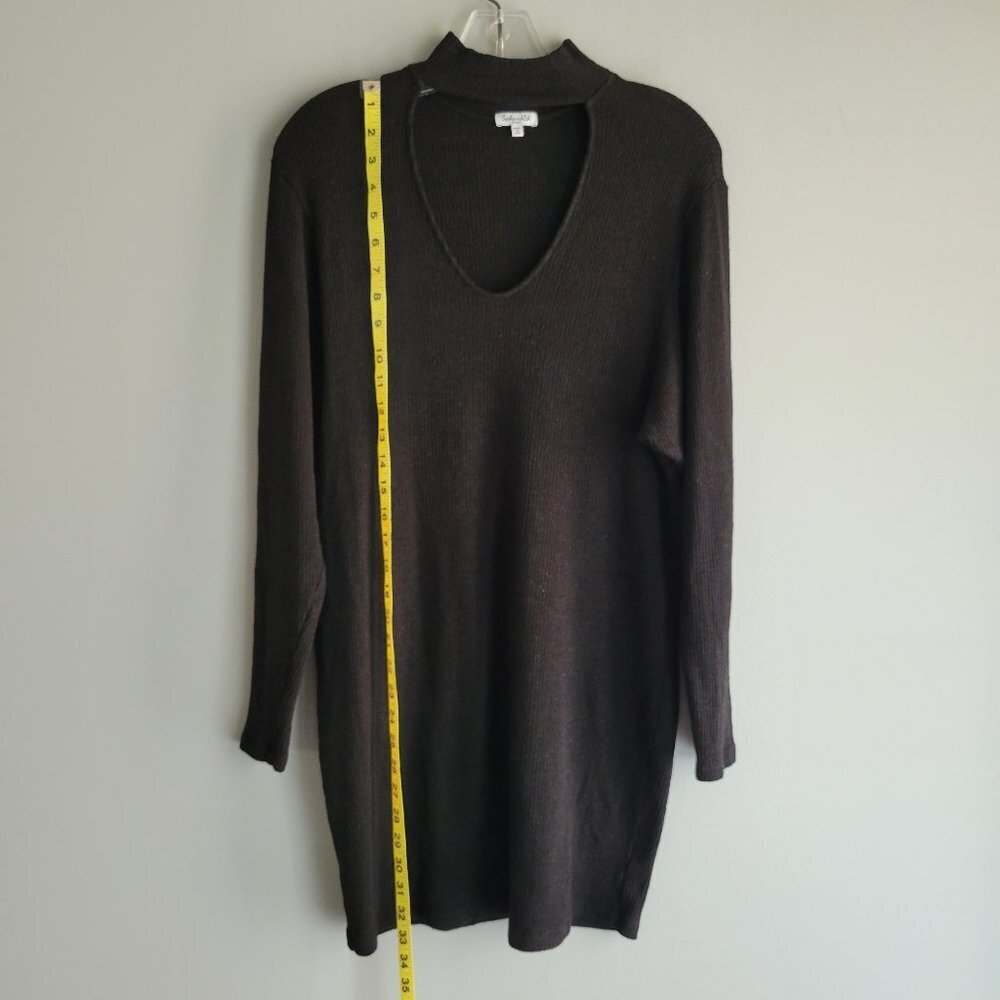 Splendid Long Sleeve Rib Knit Choker Black Top/Sweater or Dress—Size Small - Picture 4 of 10